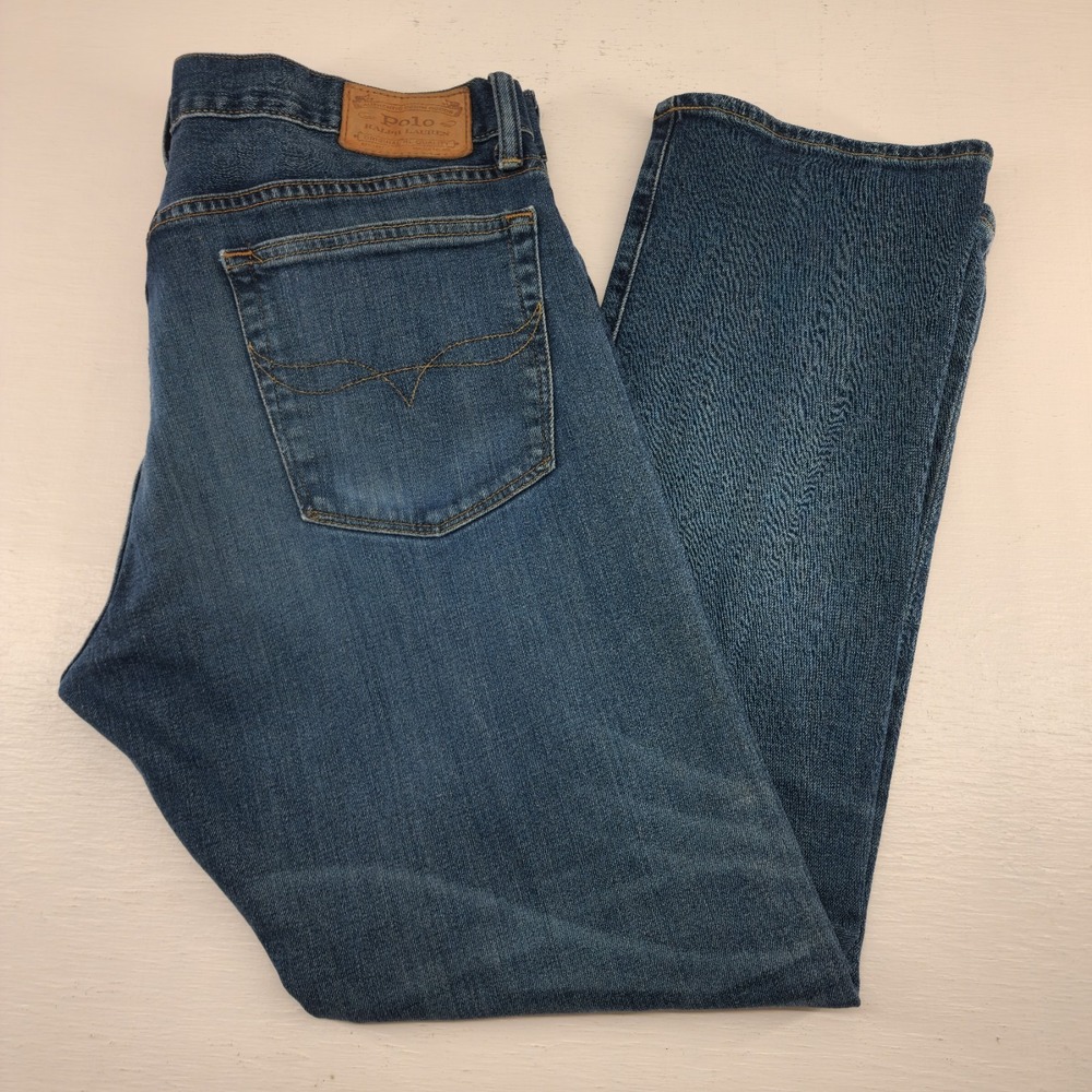 Polo Ralph Lauren Varick Slim Straight Jeans 36/30 Blue Denim Mens